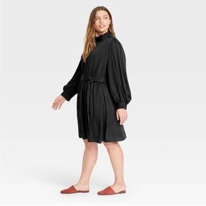 Who What Wear Women's Black Midi Long Sleeve High Neck Dress Size X-Large